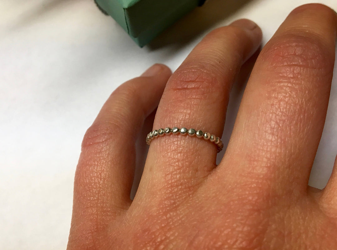 Beaded Sterling Silver Stacking Ring