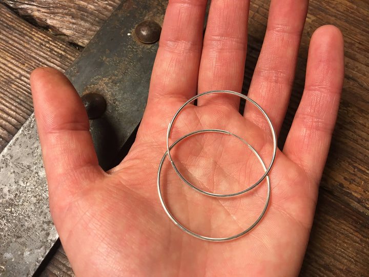 Simple Hoop Earrings in Sterling Silver 1.8 Inch 45mm