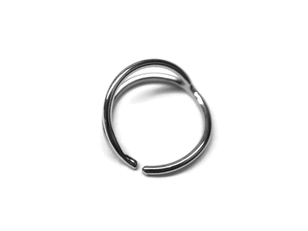 14K White Gold Double Layered Septum Ring