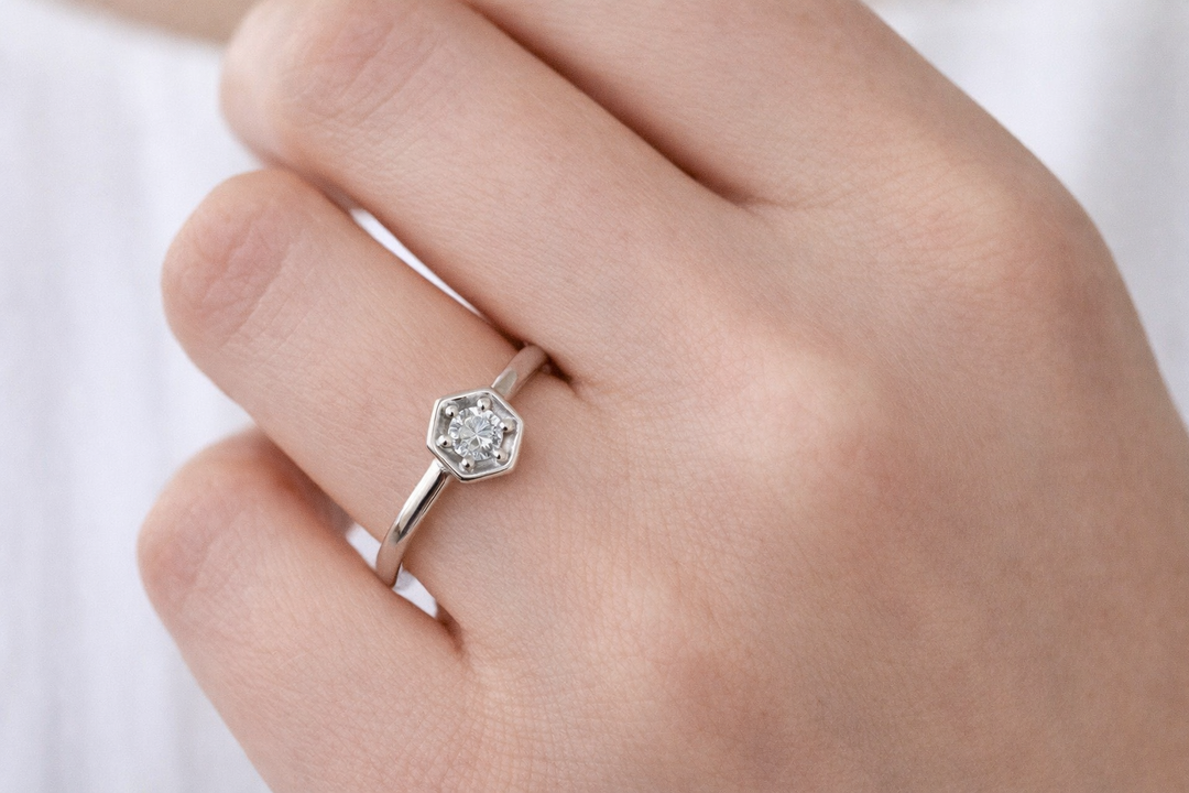 Hexagon Diamond Ring