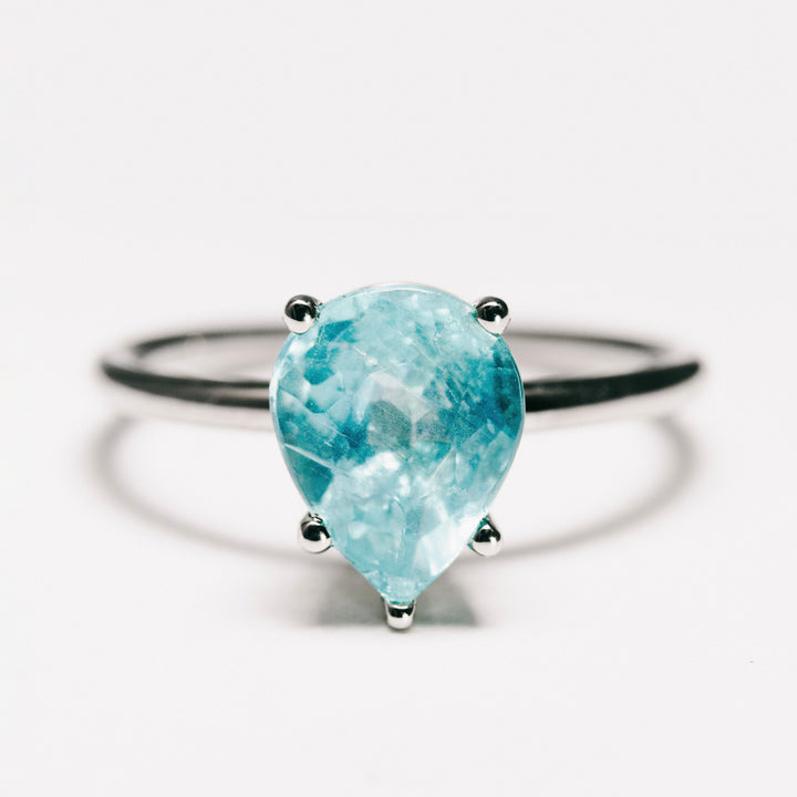 Natural Pear Apatite Solitaire Prong Set in 14 Karat White Gold