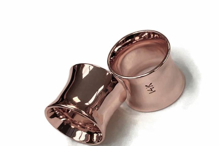 14 Karat Rose Gold Gauged Tube Earring