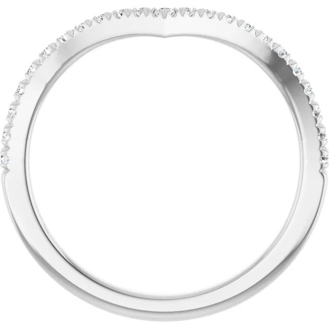Natural Diamond V Ring in 14 Karat White Gold