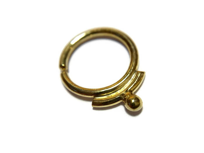 Bar & Bead Gold Septum Ring