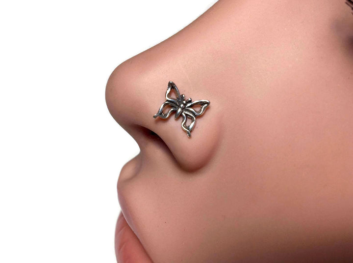 Butterfly Nose Stud in Sterling Silver