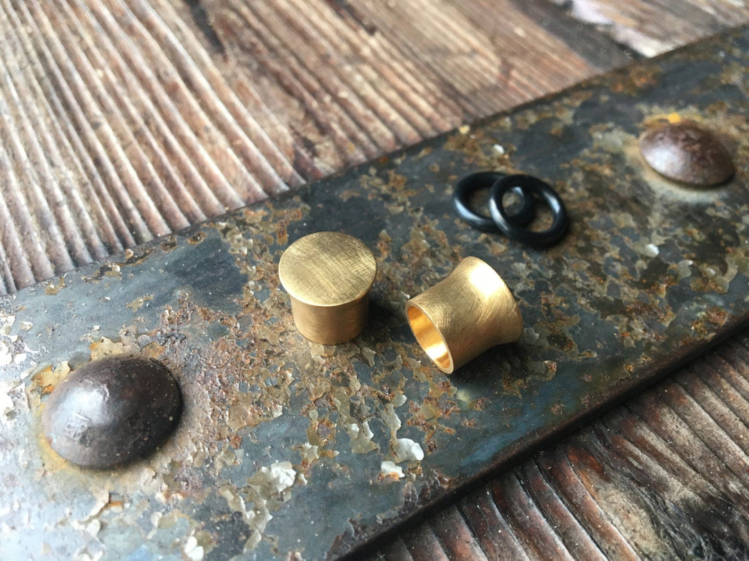 Capped Gold Plug Earring