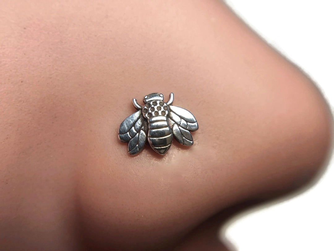 Silver Bee Nose Stud