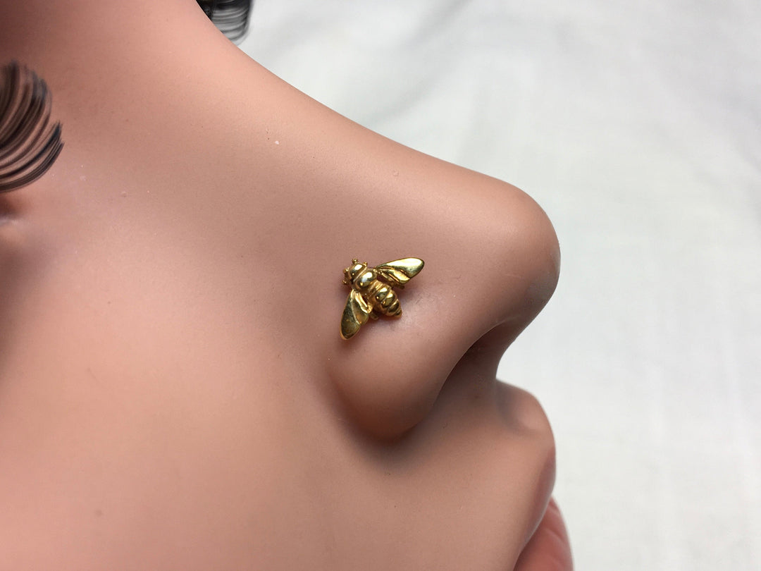Gold Bee Nose Stud