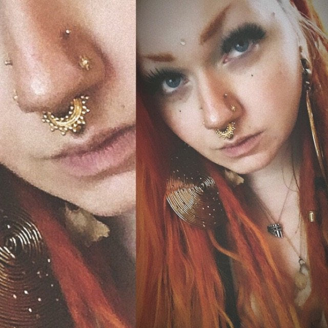 Gold Quad Stacked Beaded Septum Ring