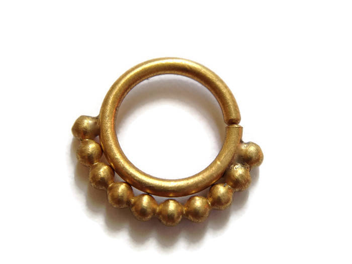Gold Beaded  Satin Septum Ring