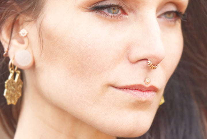 Gold Stacked Septum Ring