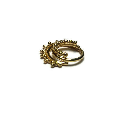 Gold Triple Stacked Beaded Septum Ring With Gap