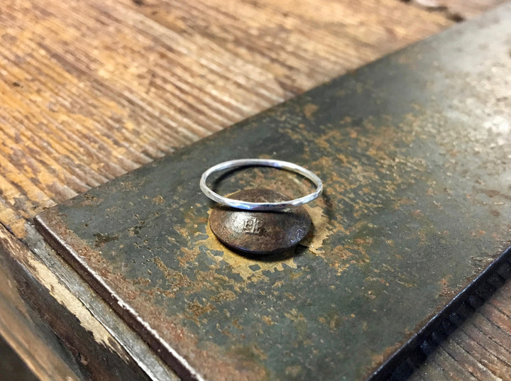 Hammered Skinny Silver Ring Ultra Dainty 1mm