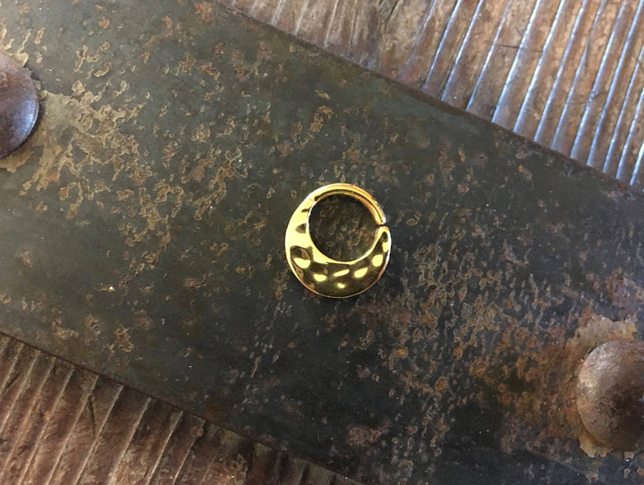 Hammered Textured Large Gold Septum Ring