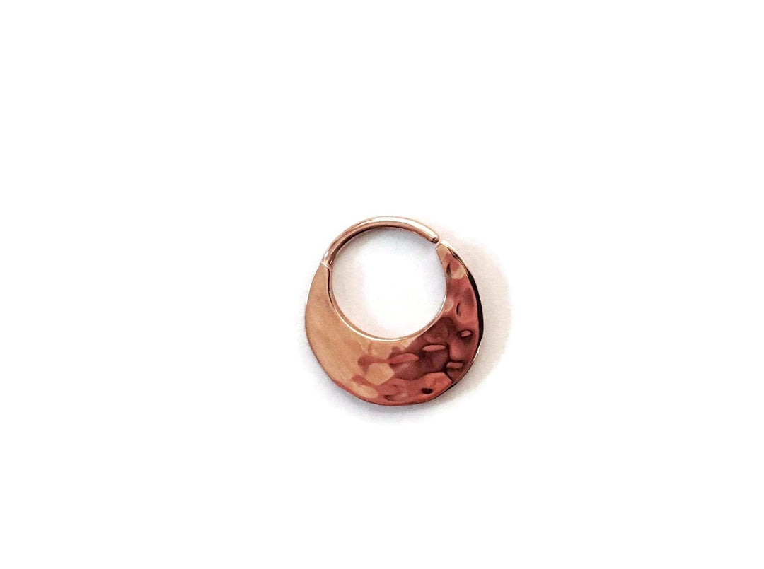 Hammered Textured Large Rose Gold Septum Ring