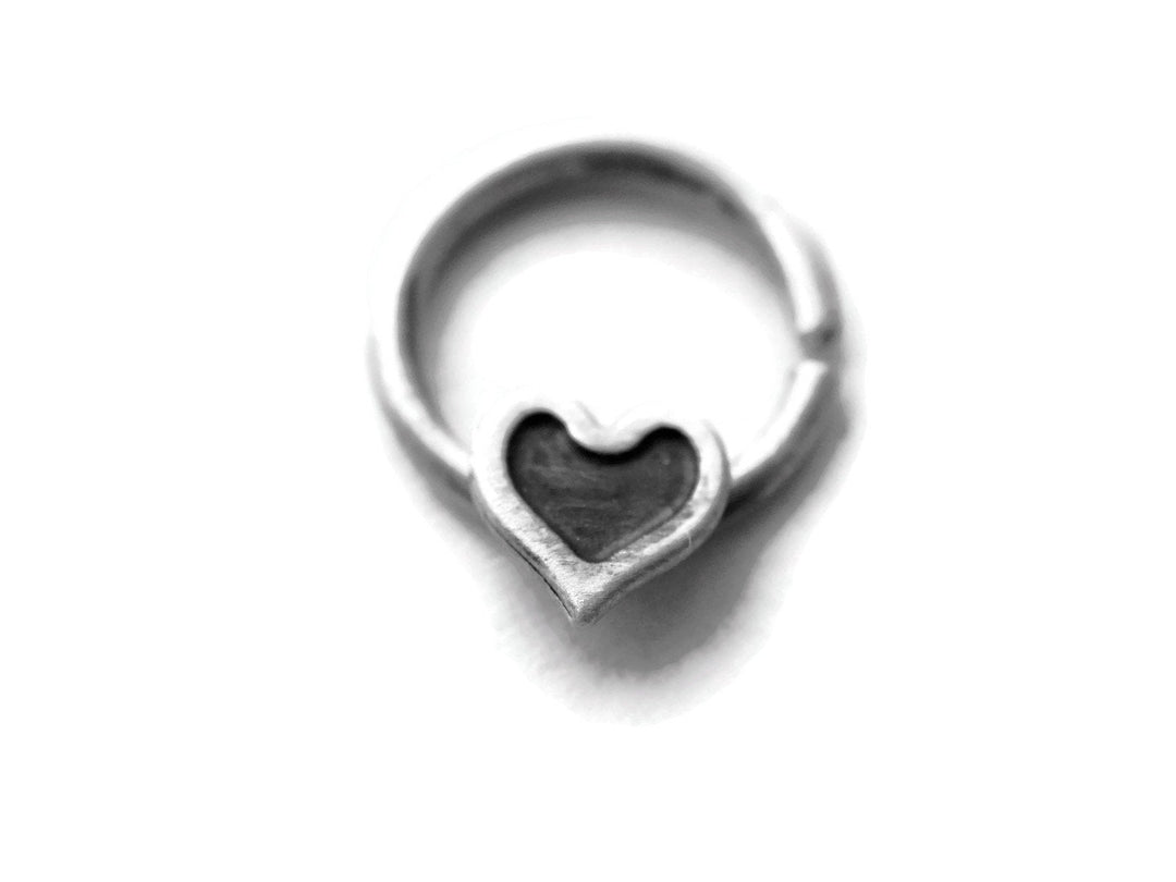 Heart Septum Ring in Oxidized Satin Finish