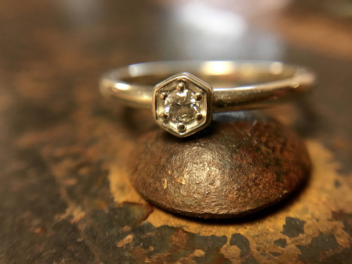 Hexagon Diamond Ring