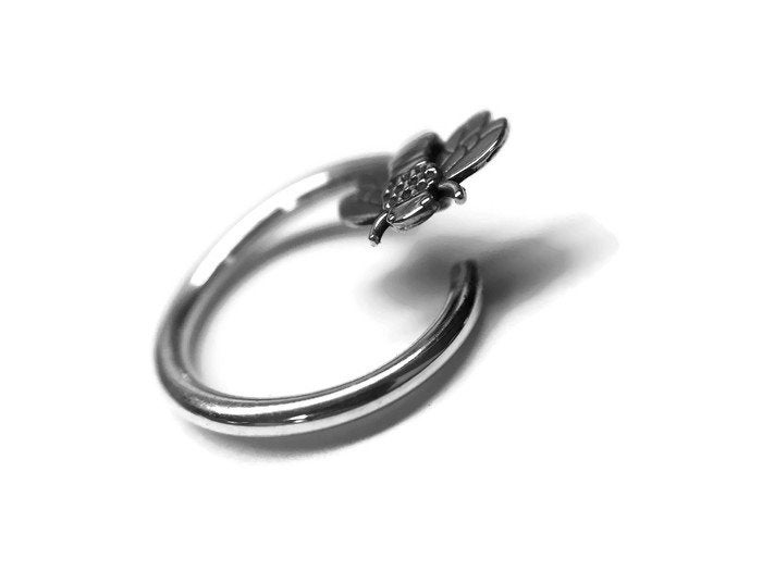 Honey Bee Daith Ring in Sterling Silver