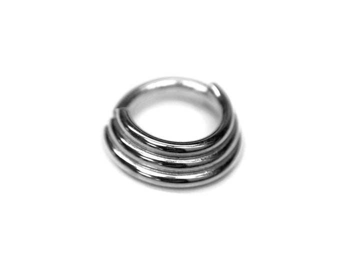 14K White Gold Triple Stack Septum Ring ~ Three Layered Nose Hoop ~ Twist Open Body Jewelry ~ Solid 14 Karat White Gold ~ Nickel-Free