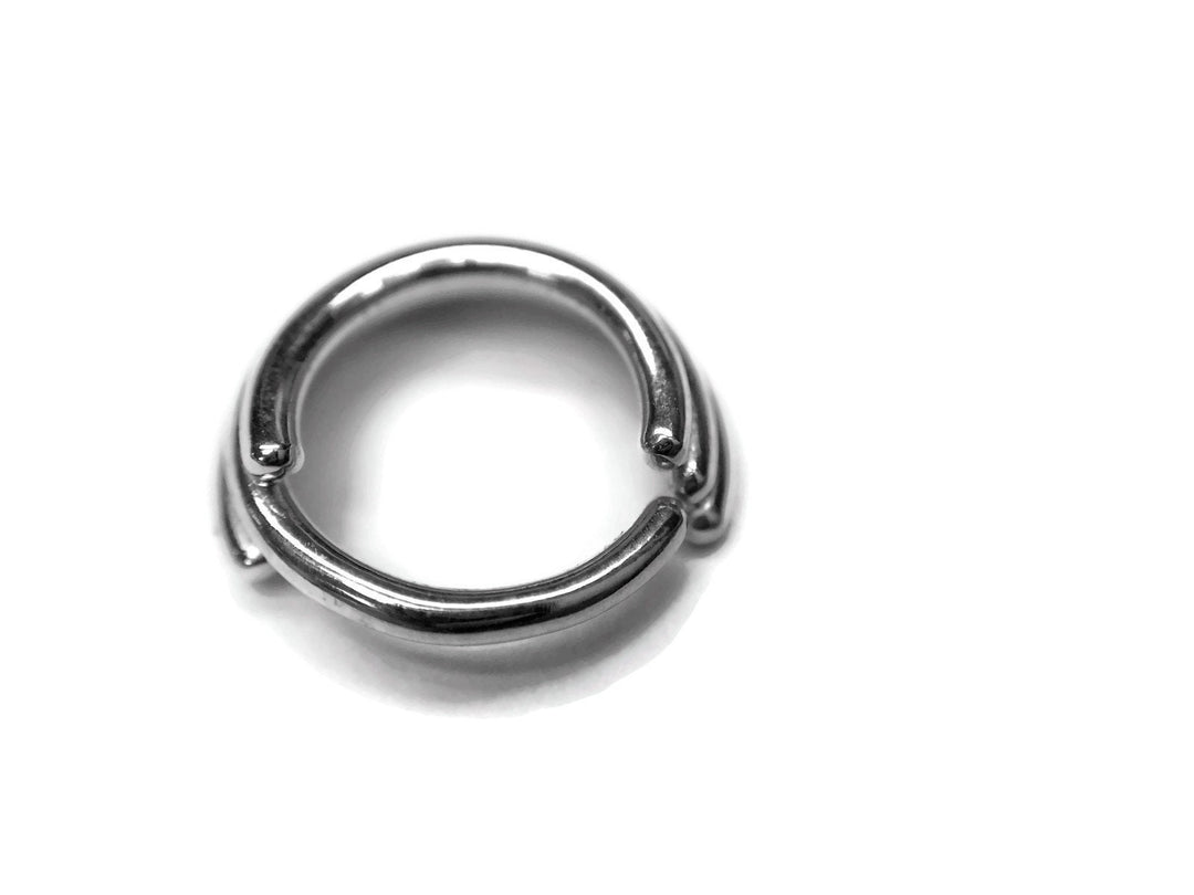 14K White Gold Triple Stack Septum Ring ~ Three Layered Nose Hoop ~ Twist Open Body Jewelry ~ Solid 14 Karat White Gold ~ Nickel-Free