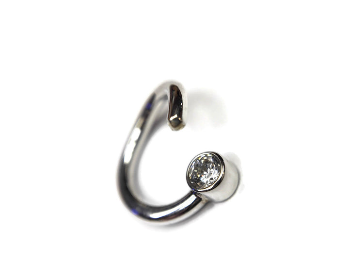 White Gold Crystal Septum Ring ~ Solid 14 Karat Nose or Daith Hoop ~ 3mm Clear Imitation Diamond ~ White Gem Body Jewelry ~ Body Jewelry