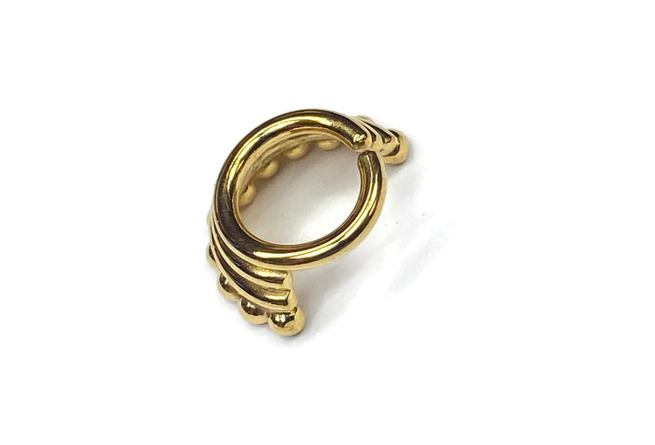 14K Yellow Gold Quadruple Layered Septum Ring ~ Solid Gold Nose Hoop ~ Quad Stacked and Beaded Nose Ring ~ Tribal Style