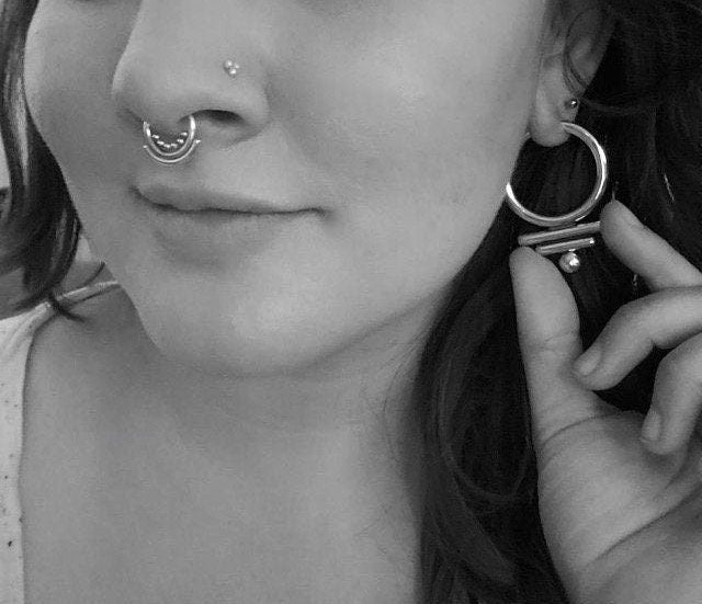 Ear Weights ~ Sterling Silver ~ Tribal Gauge Ear Weight Hoops ~ Stretched Lobes Thick Hoops ~ Heavy Hoop Earrings Stretchers