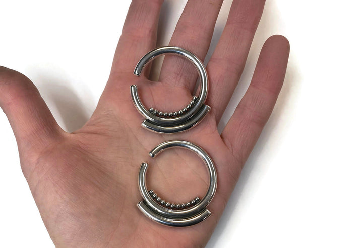 Ear Weights ~ Sterling Silver ~ Tribal Gauge Ear Weight Hoops ~ Stretched Lobes Thick Hoop ~ Heavy Hoop Earrings Stretchers ~ Sold as a Pair