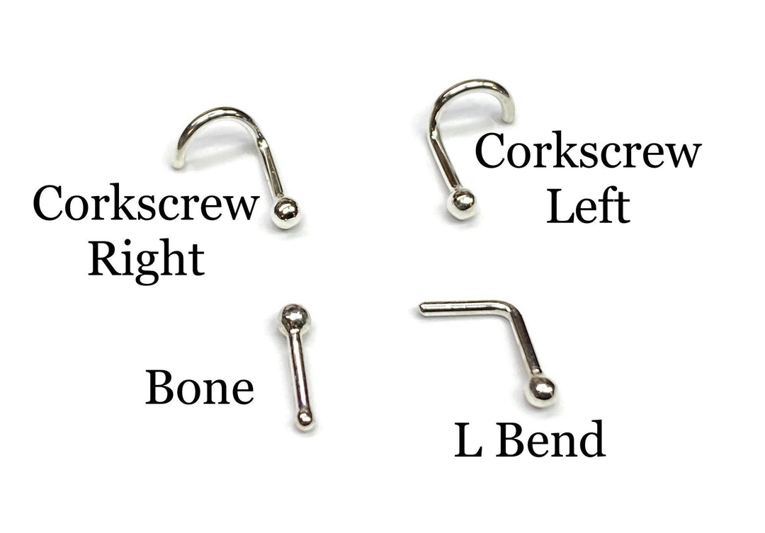 Star Trek Nose Stud ~ Nose Bone ~ Corkscrew ~ Nose Ring Stud ~ Nostril Piercing ~ Trekkie Nose Screw ~ Nickel Free Sterling Silver