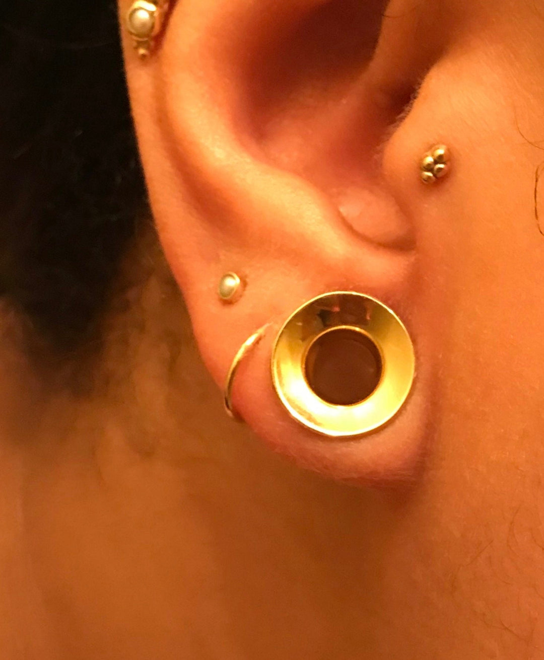 Extra Flared Solid 14K Gold Simple Gauges Tube Plug Earrings ~ Extra Wide Flare Solid Gold ~ Hypoallergenic Stretched Lobes ~ Sold as a Pair