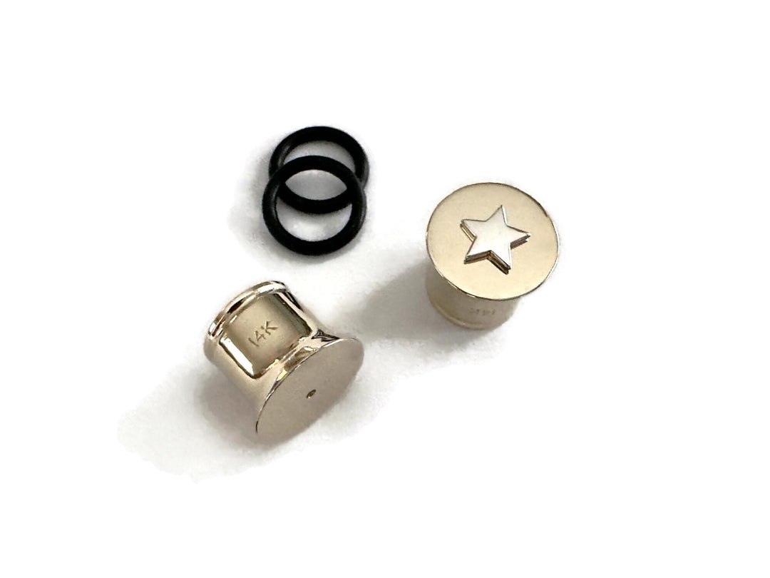 14K Capped Gold Plugs with Holes For Stud Earrings ~ Gauged Earrings Plug Converters For Studs ~ Solid 14 Karat Gold ~ Sold As a Pair