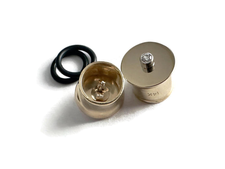 14K Capped Gold Plugs with Holes For Stud Earrings ~ Gauged Earrings Plug Converters For Studs ~ Solid 14 Karat Gold ~ Sold As a Pair