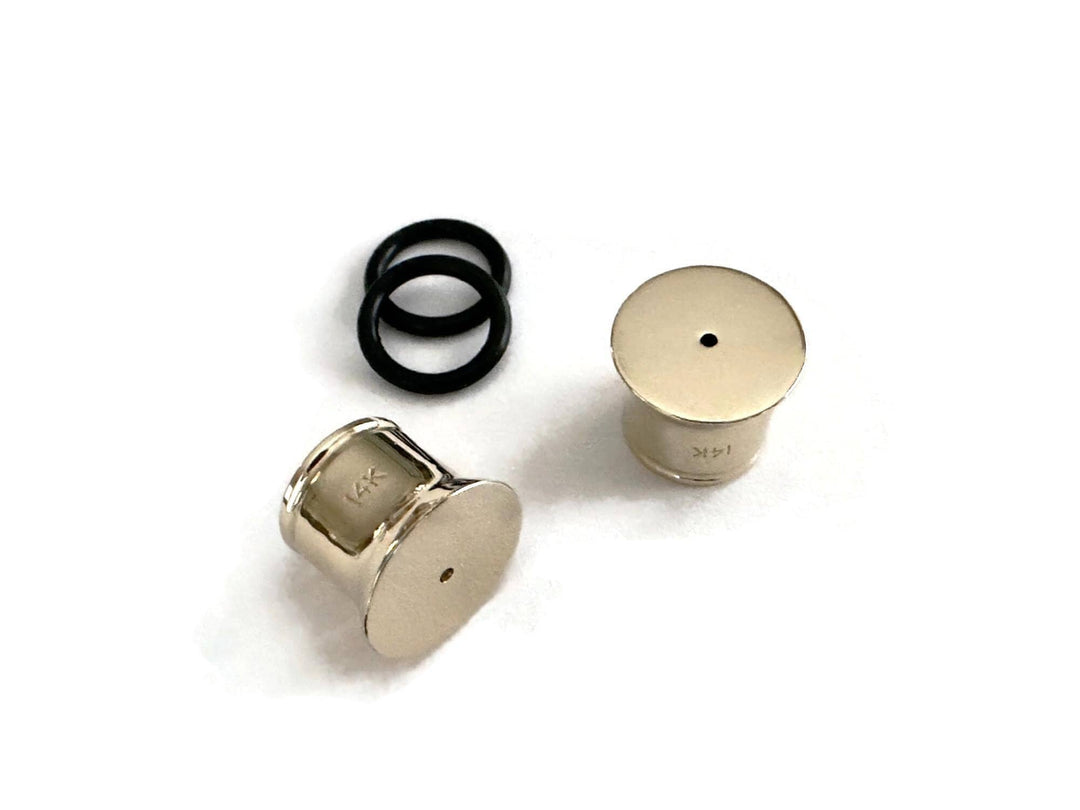 14K Capped Gold Plugs with Holes For Stud Earrings ~ Gauged Earrings Plug Converters For Studs ~ Solid 14 Karat Gold ~ Sold As a Pair
