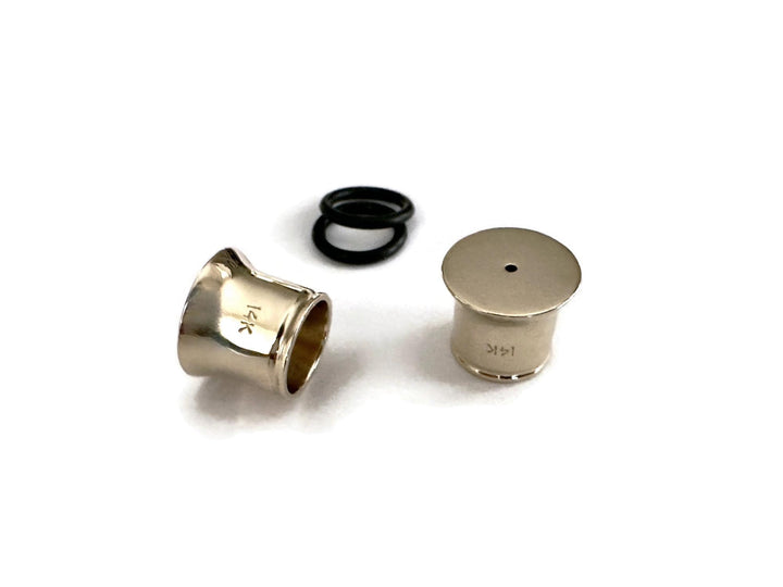 14K Capped Gold Plugs with Holes For Stud Earrings ~ Gauged Earrings Plug Converters For Studs ~ Solid 14 Karat Gold ~ Sold As a Pair