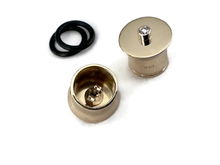 14K Capped Gold Plugs with Holes For Stud Earrings ~ Gauged Earrings Plug Converters For Studs ~ Solid 14 Karat Gold ~ Sold As a Pair