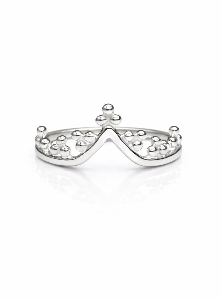 Stacking Sterling Silver Beaded Arch Ring ~ Pointed Peak Layering Band ~ Arc Ring ~ Chevron ~ Ring Guard Enhancer