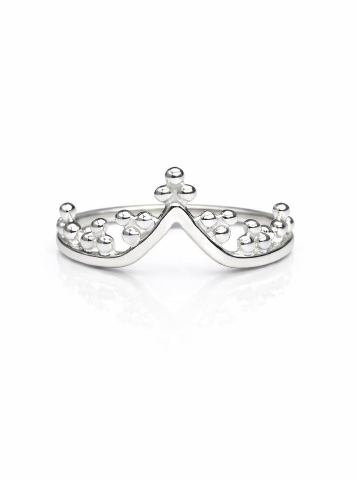 Stacking Sterling Silver Beaded Arch Ring ~ Pointed Peak Layering Band ~ Arc Ring ~ Chevron ~ Ring Guard Enhancer