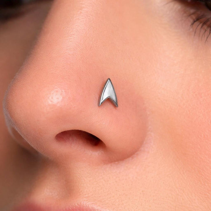 Star Trek Nose Stud ~ Nose Bone ~ Corkscrew ~ Nose Ring Stud ~ Nostril Piercing ~ Trekkie Nose Screw ~ Nickel Free Sterling Silver