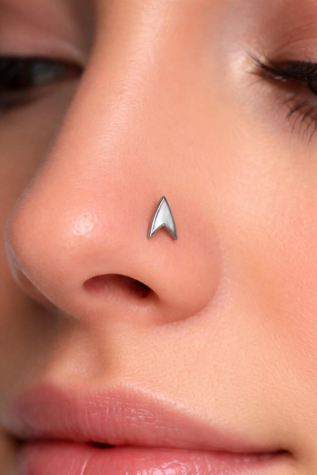 Star Trek Nose Stud ~ Nose Bone ~ Corkscrew ~ Nose Ring Stud ~ Nostril Piercing ~ Trekkie Nose Screw ~ Nickel Free Sterling Silver