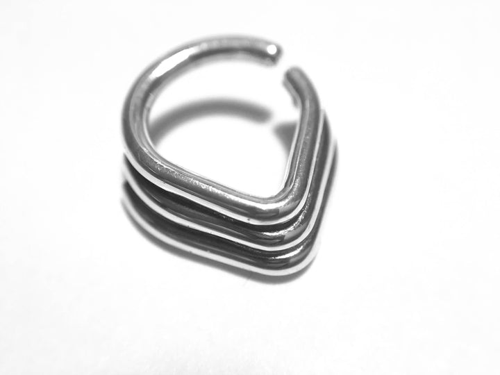 Layered Chevron Triple Septum Ring High Polish - Triangle Stacked Nose Hoop