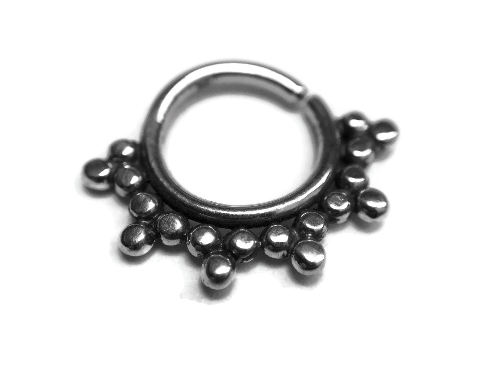 Oxidized Beaded Septum Ring – Dinan Rings Store