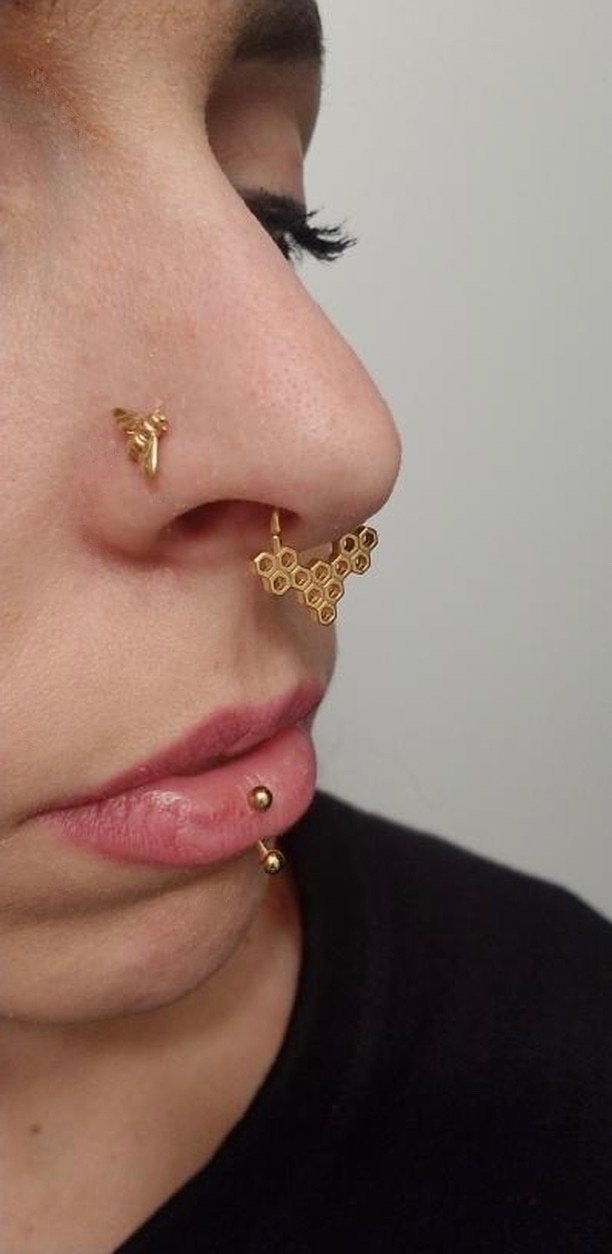 Pink Honeycomb Septum or Daith Ring