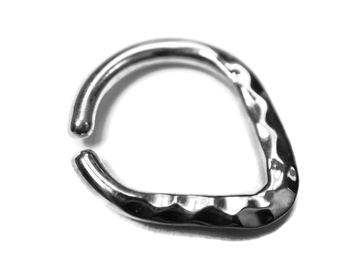 Reversible Hammered Chevron Septum Ring