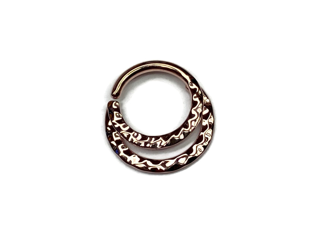 Rose Gold Double Hammered Septum Ring