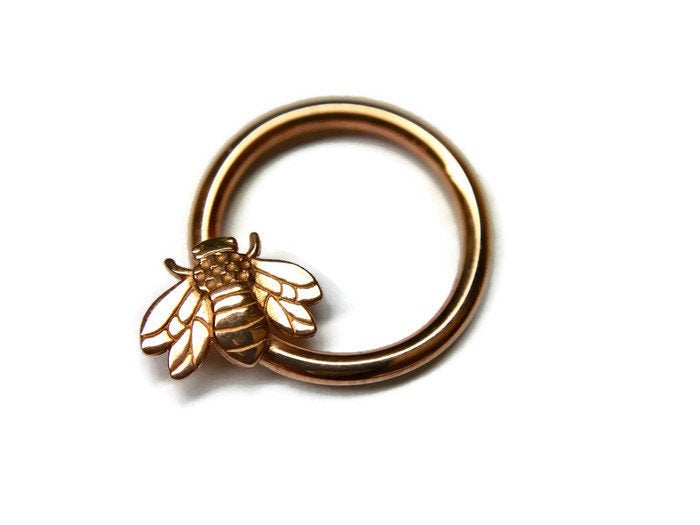 14K Rose Gold Honey Bee Daith Ring