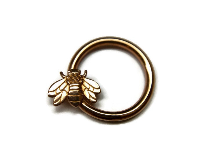 14K Rose Gold Honey Bee Daith Ring