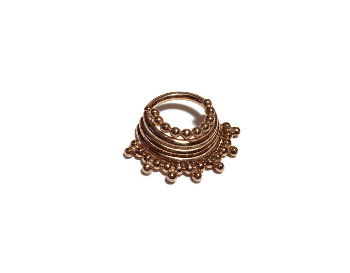 Rose Gold Quad Stacked Beaded Septum Ring