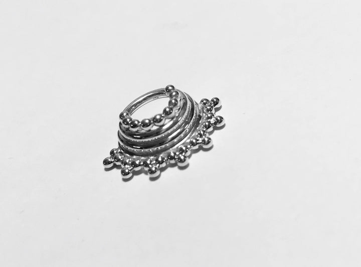 Silver Quad Stacked Beaded Septum Ring