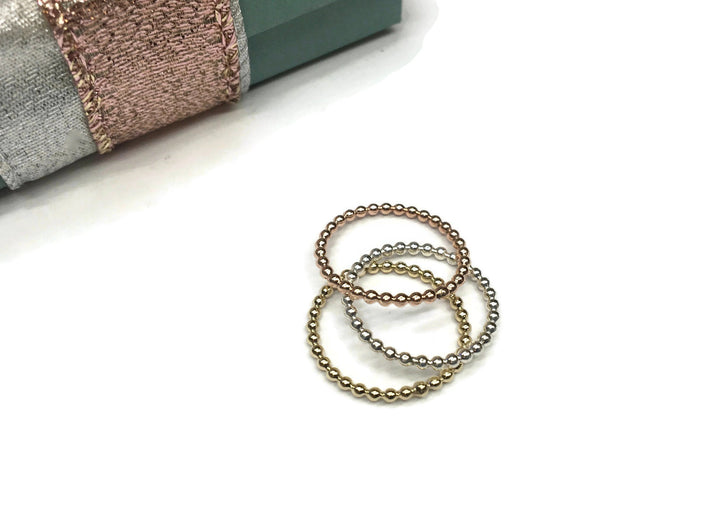 Simple Bead Ring in Solid 14 Karat Gold