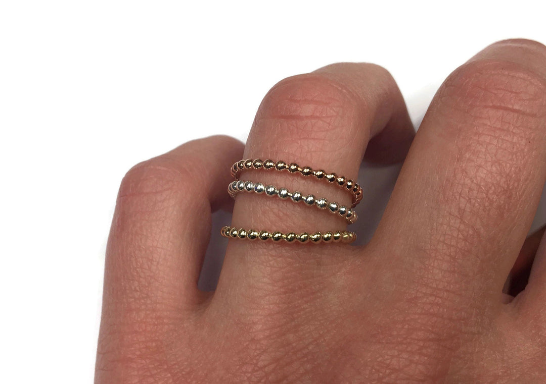 Simple Bead Ring in Solid 14 Karat Gold